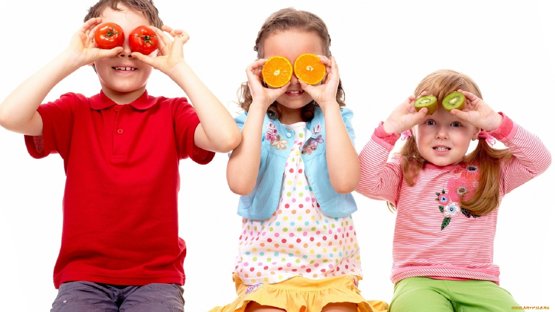 разное, люди, дети, помидоры, апельсины, киви