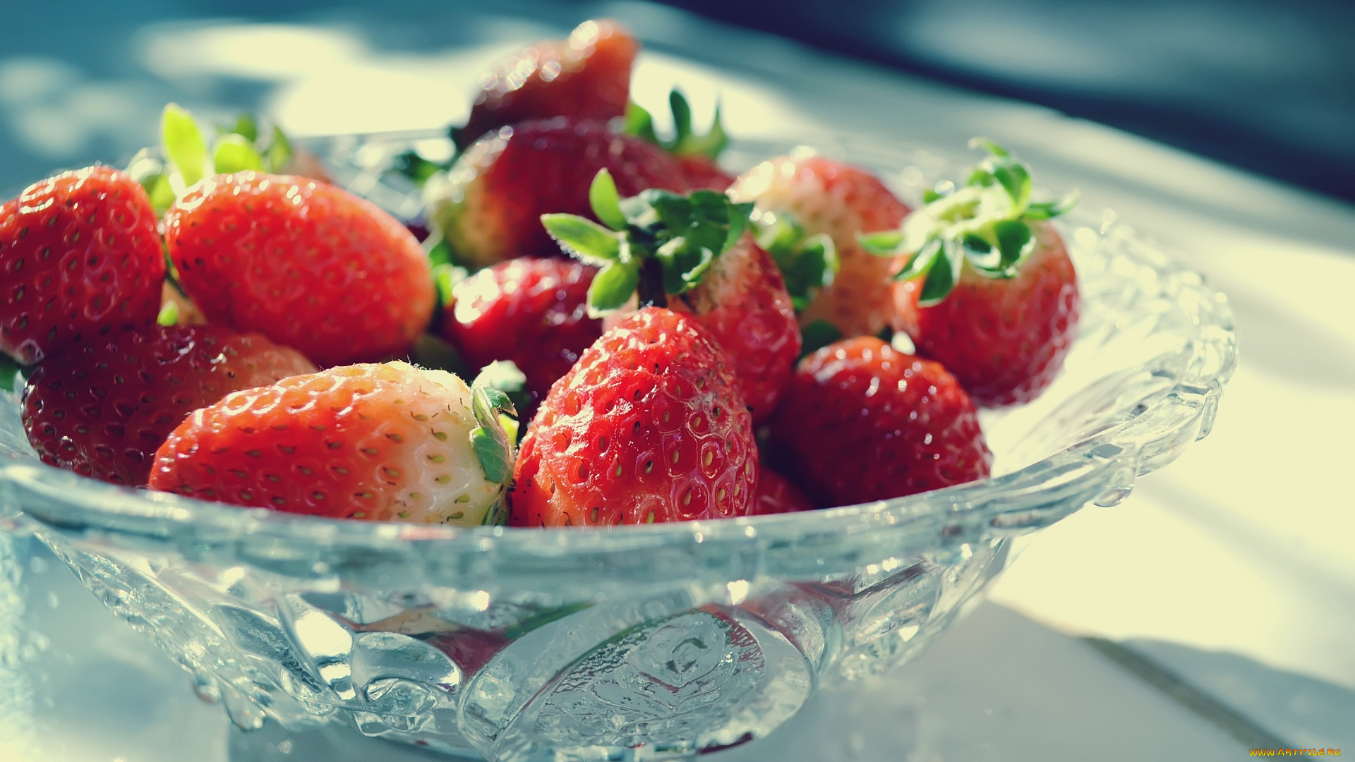 еда, клубника, , земляника, ягоды, хрустальная, ваза
