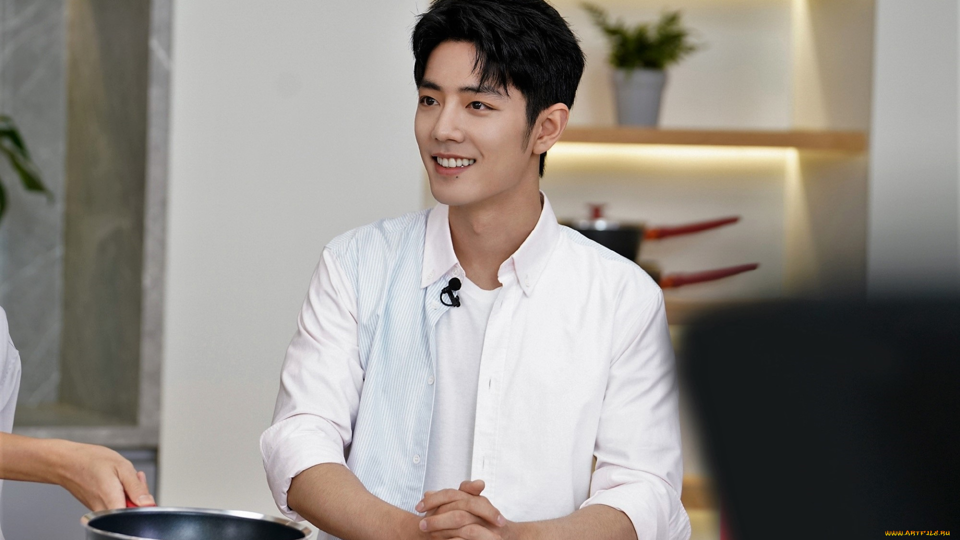 мужчины, xiao, zhan, актер, рубашка, сковородка