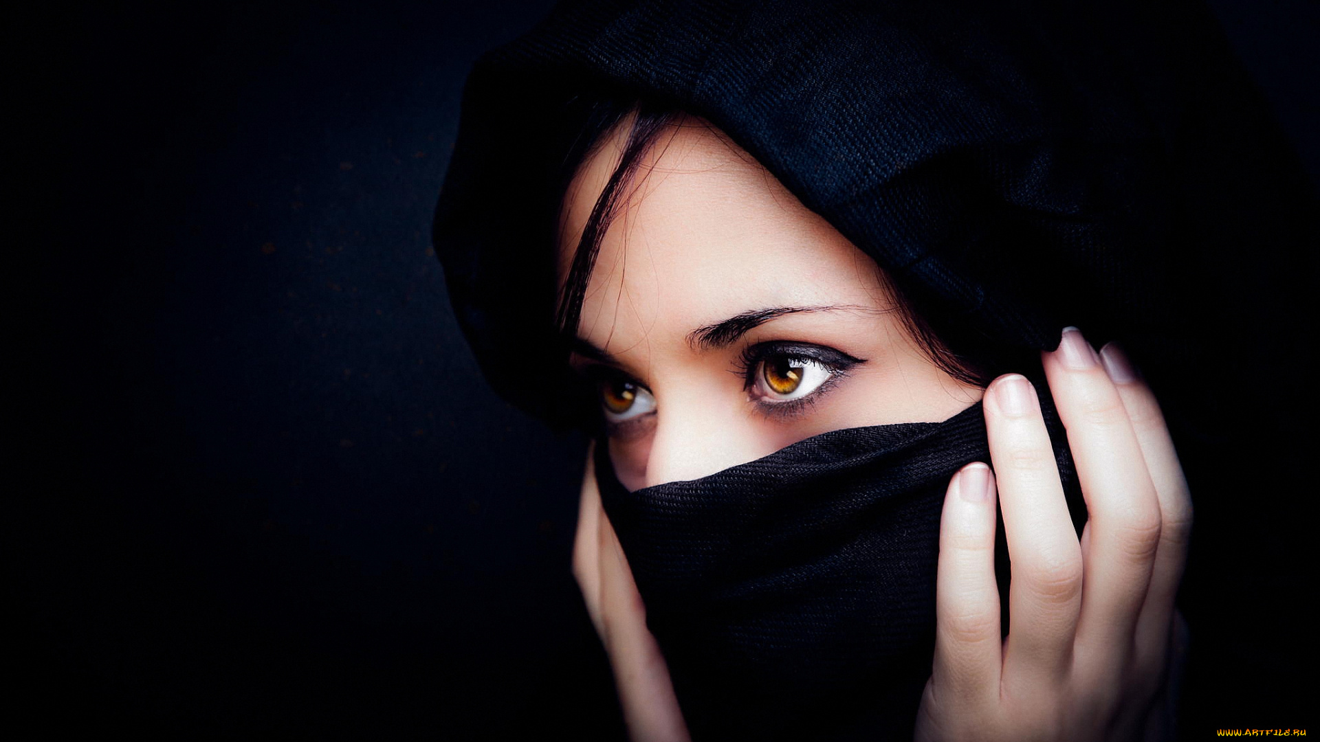 разное, глаза, карие, хиджаб