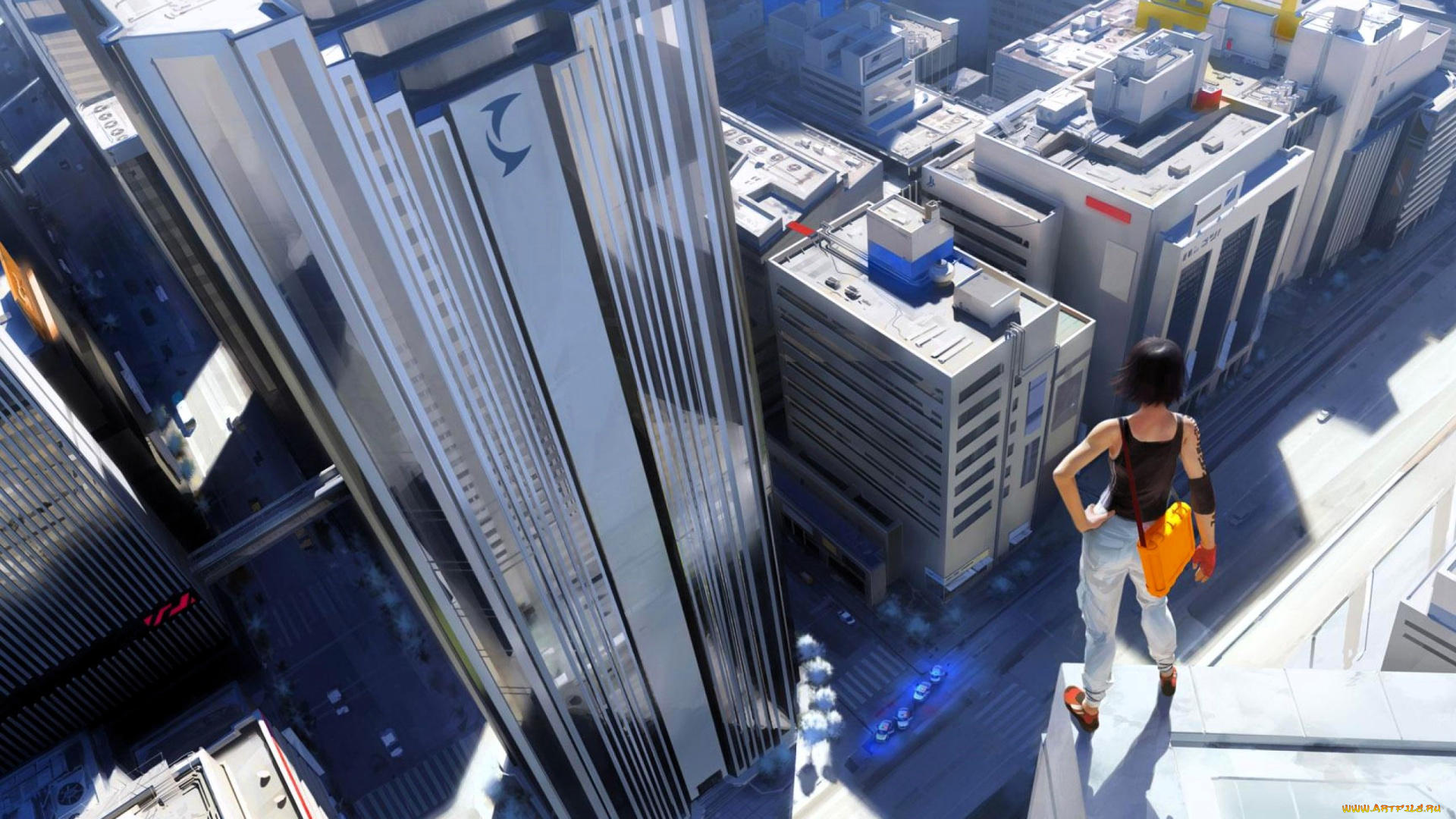 видео, игры, mirrors, edge, девушка, город, панорама, высота