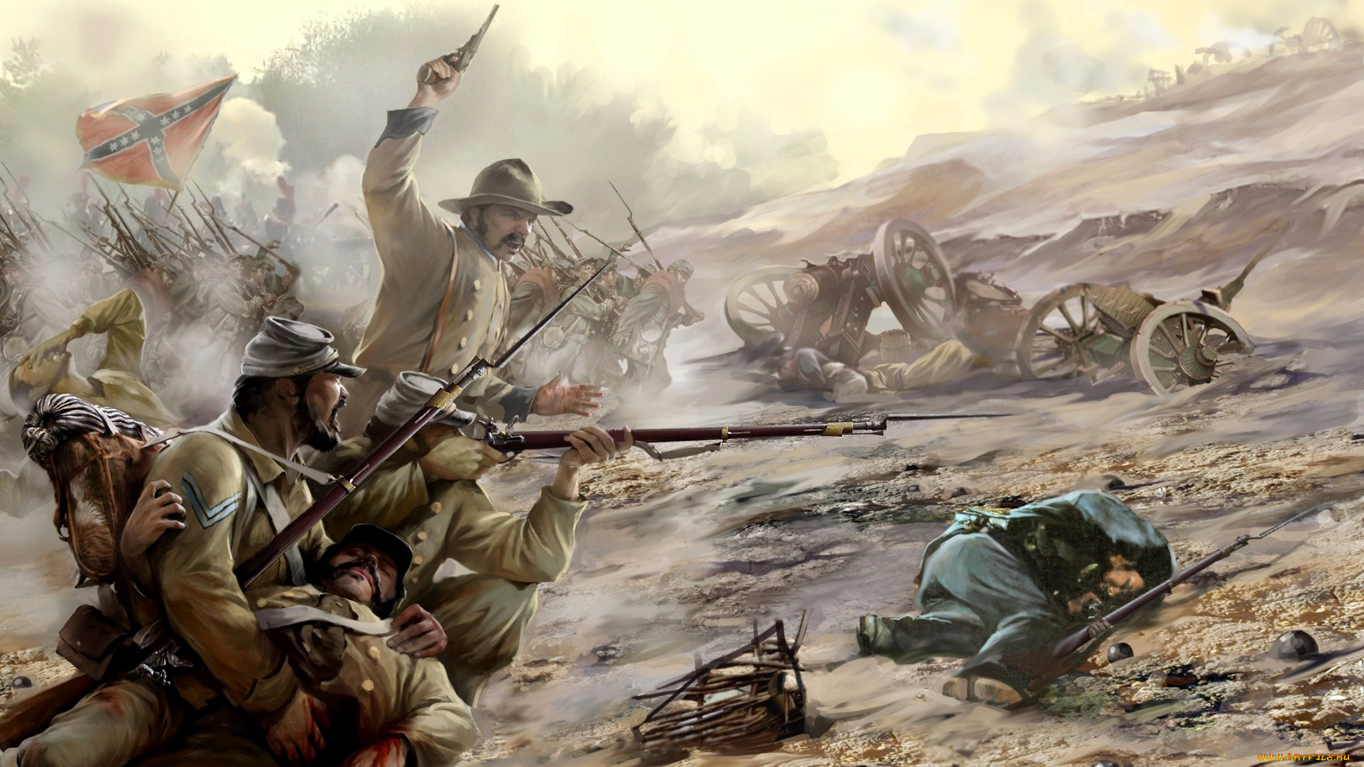 видео, игры, american, conquest, , divided, nation, солдаты, война, армия, флаг, дым, оружие, пушки, атака