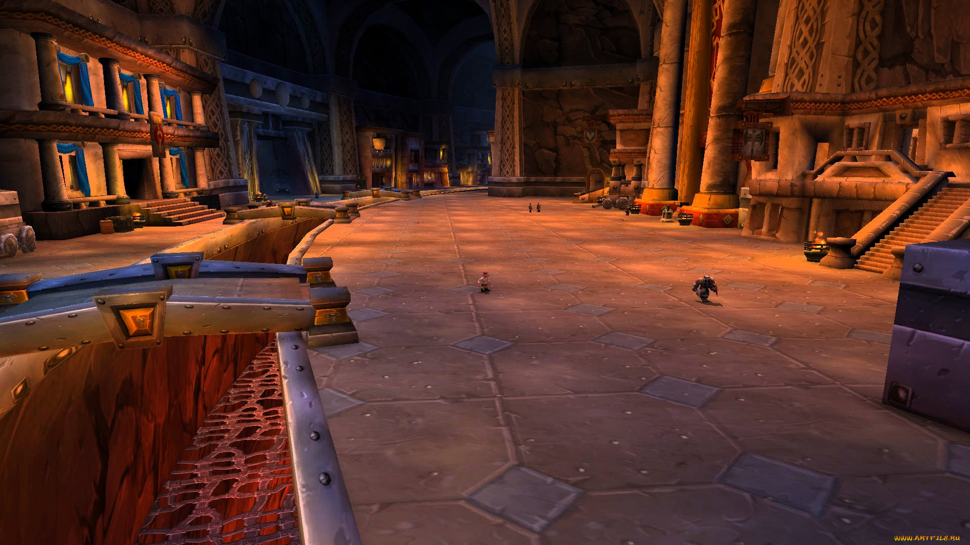 видео, игры, world, of, warcraft, город, здания, ров, мост