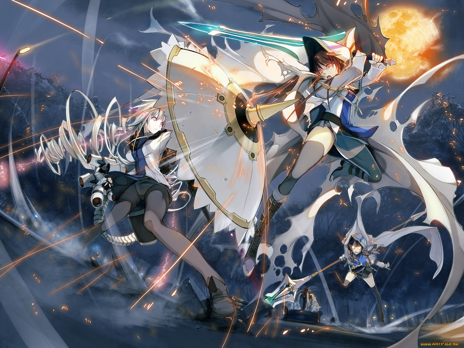 аниме, weapon, blood, technology, схватка