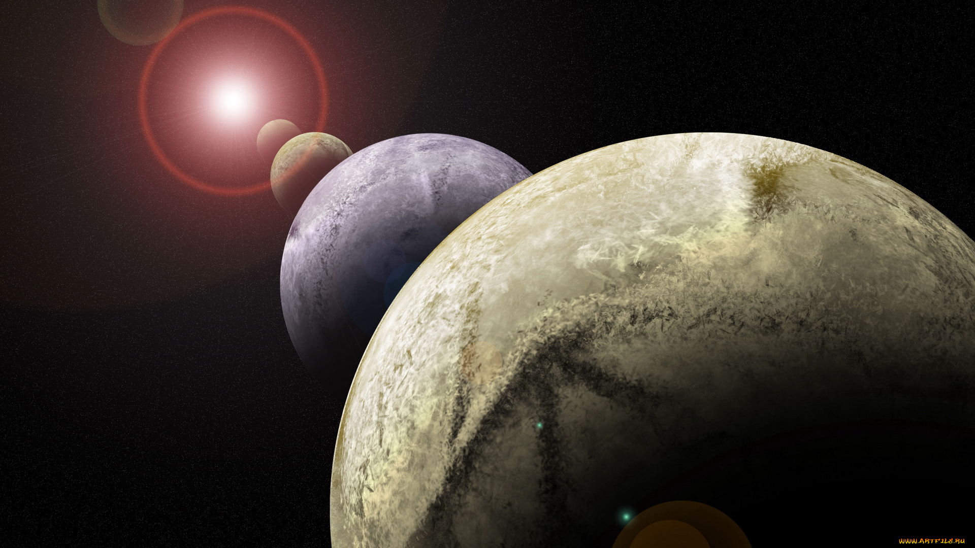 космос, арт, звезда, планеты