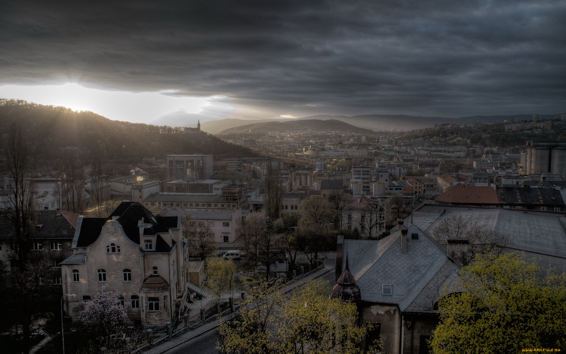 города, панорамы, небо, улица, дома