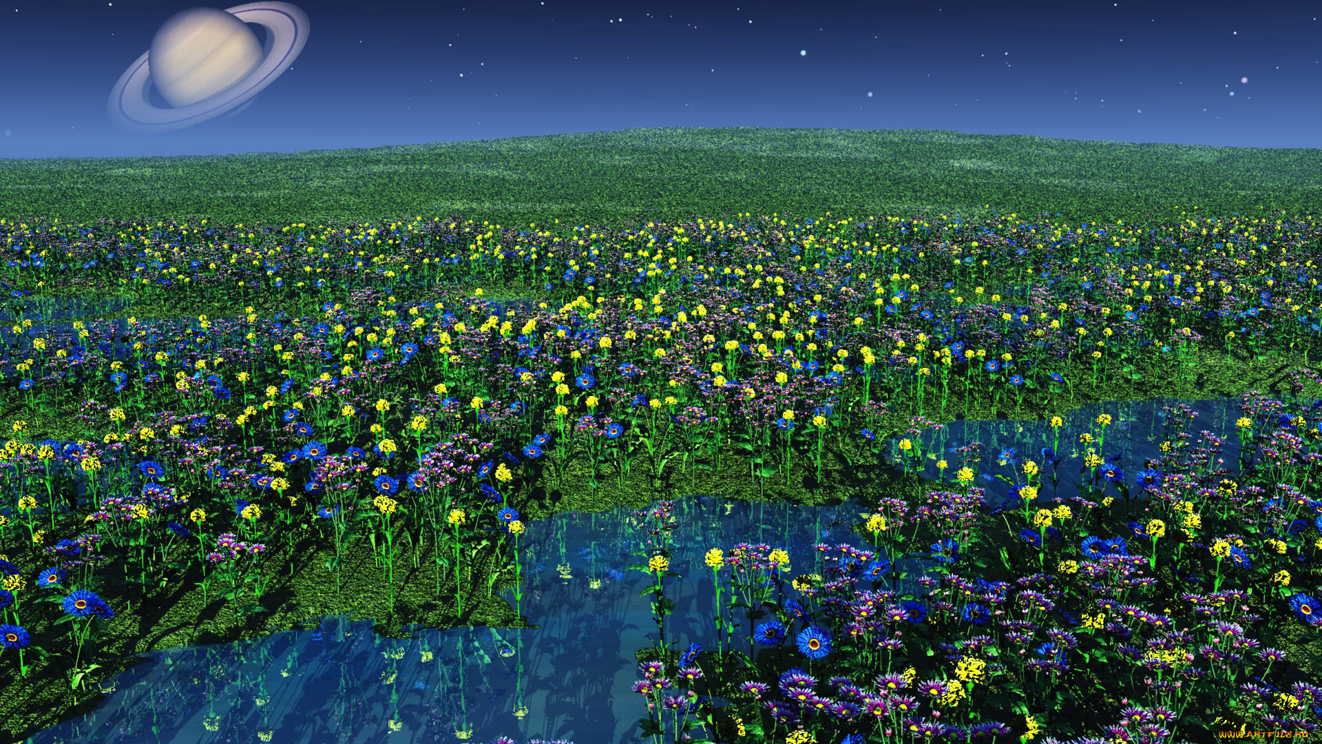 3д, графика, nature, landscape, природа, цветы, планета