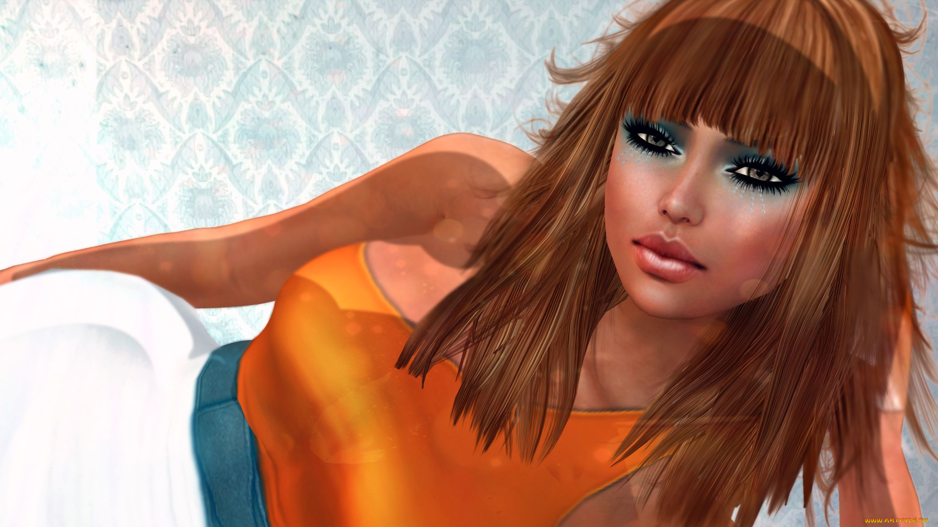 3д, графика, portraits, портрет, волосы, девушка