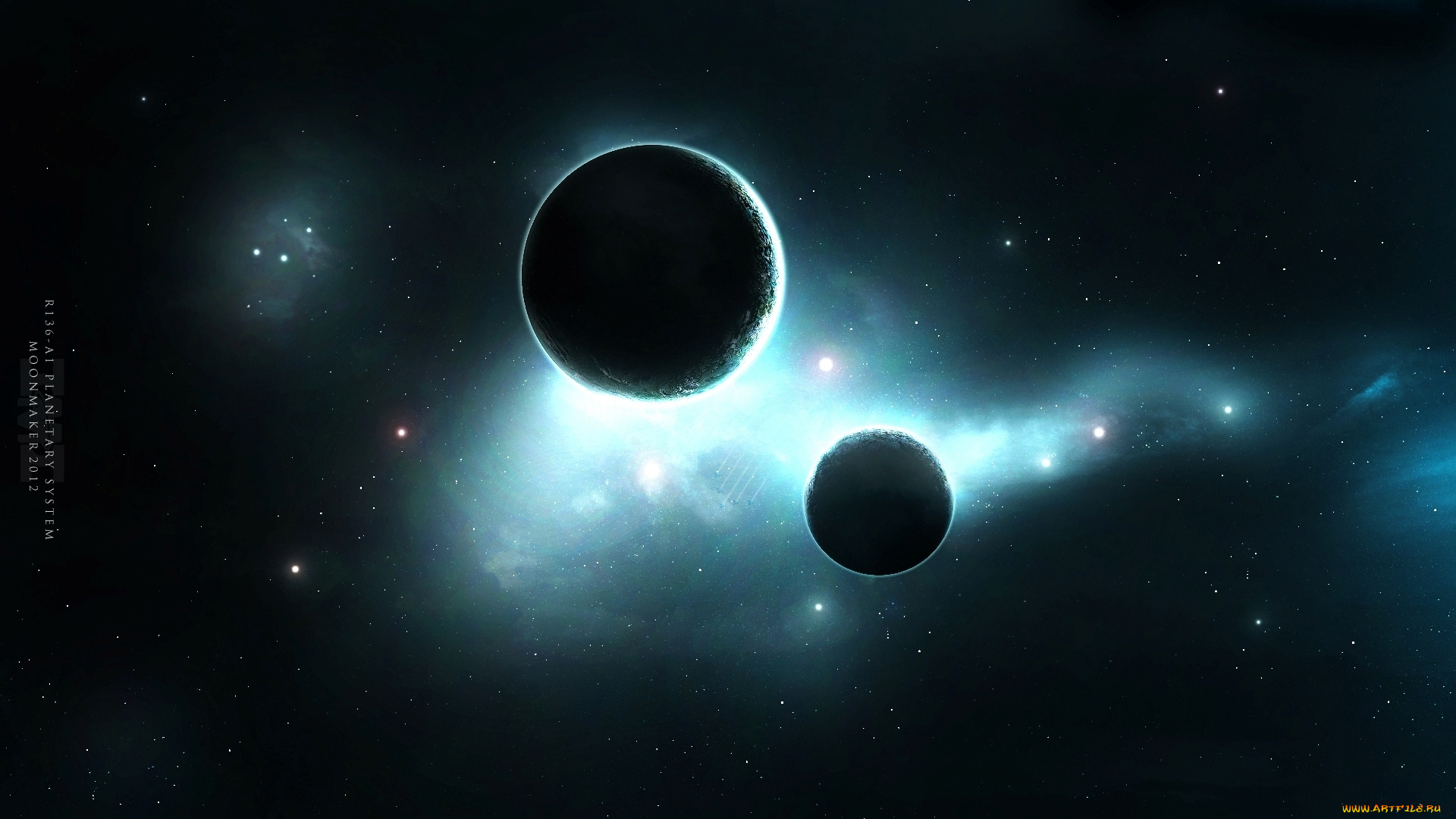 космос, арт, туманность, звезды, свечение, планеты, satellite