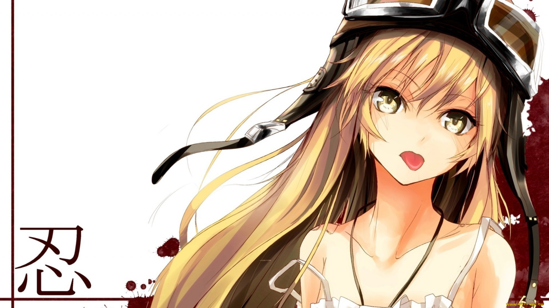 аниме, bakemonogatari, девушка, oshino, shinobu, платье, шлем, язык