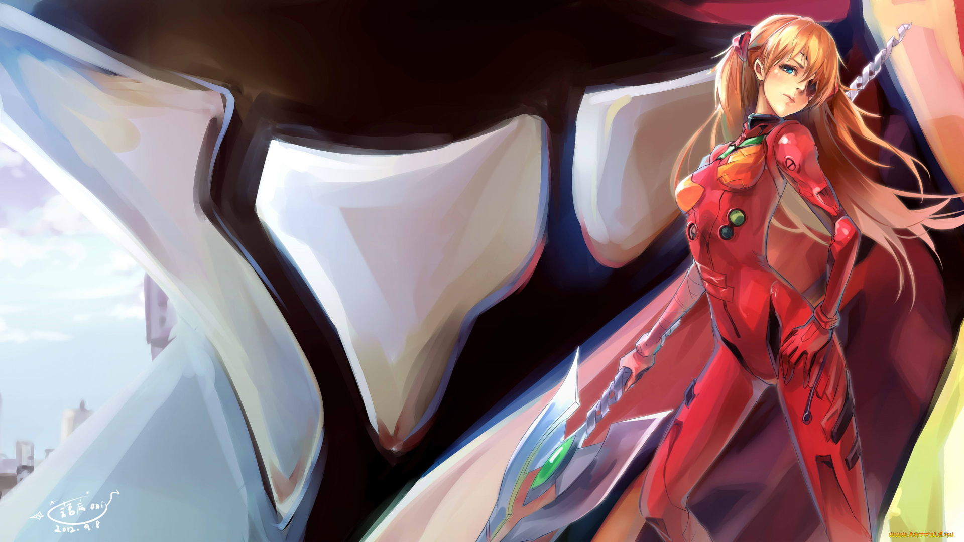 аниме, evangelion, soryu, asuka, langley, neon, genesis