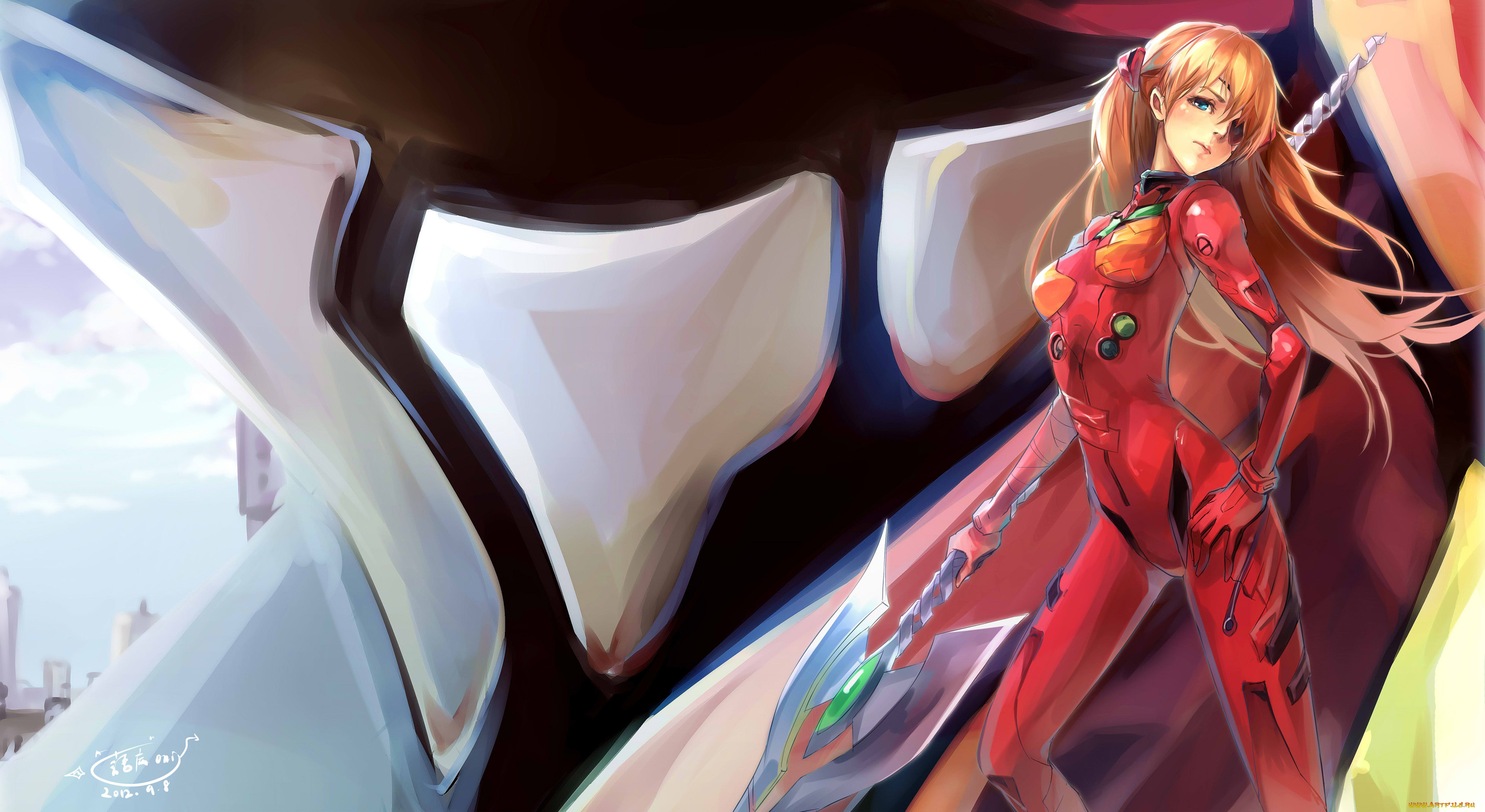 аниме, evangelion, soryu, asuka, langley, neon, genesis