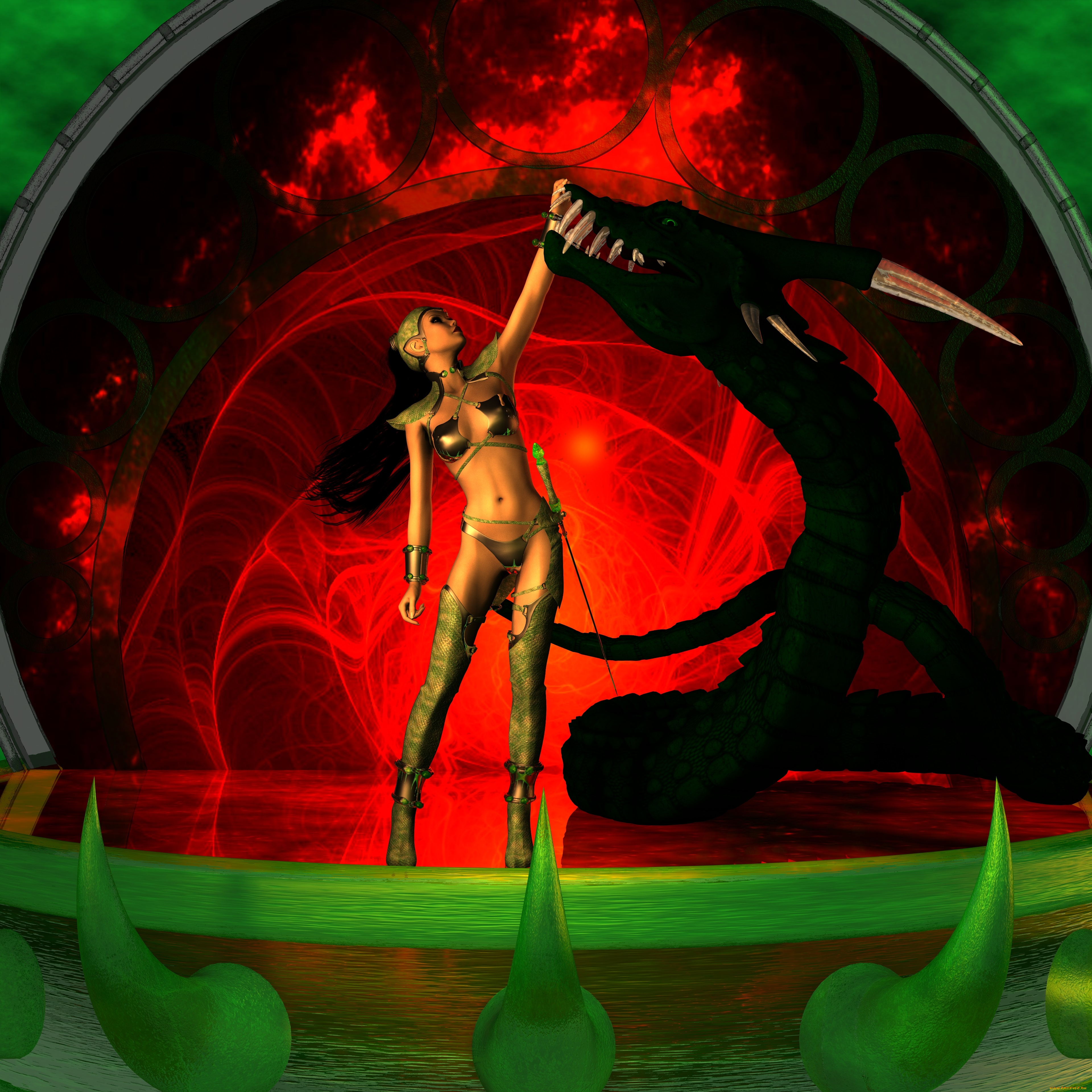 3д, графика, фантазия, , fantasy, дракон, девушка