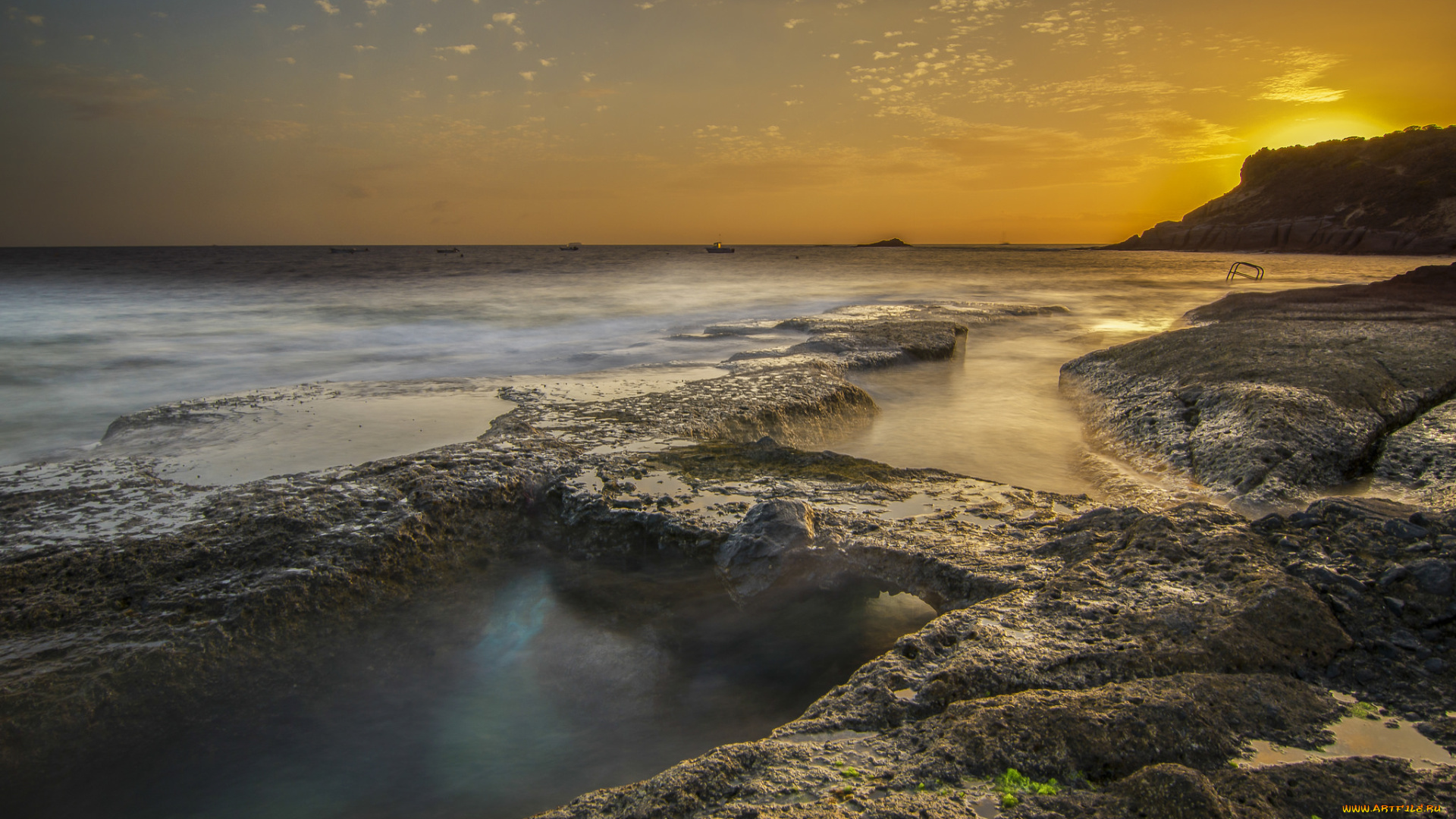 природа, побережье, рассвет