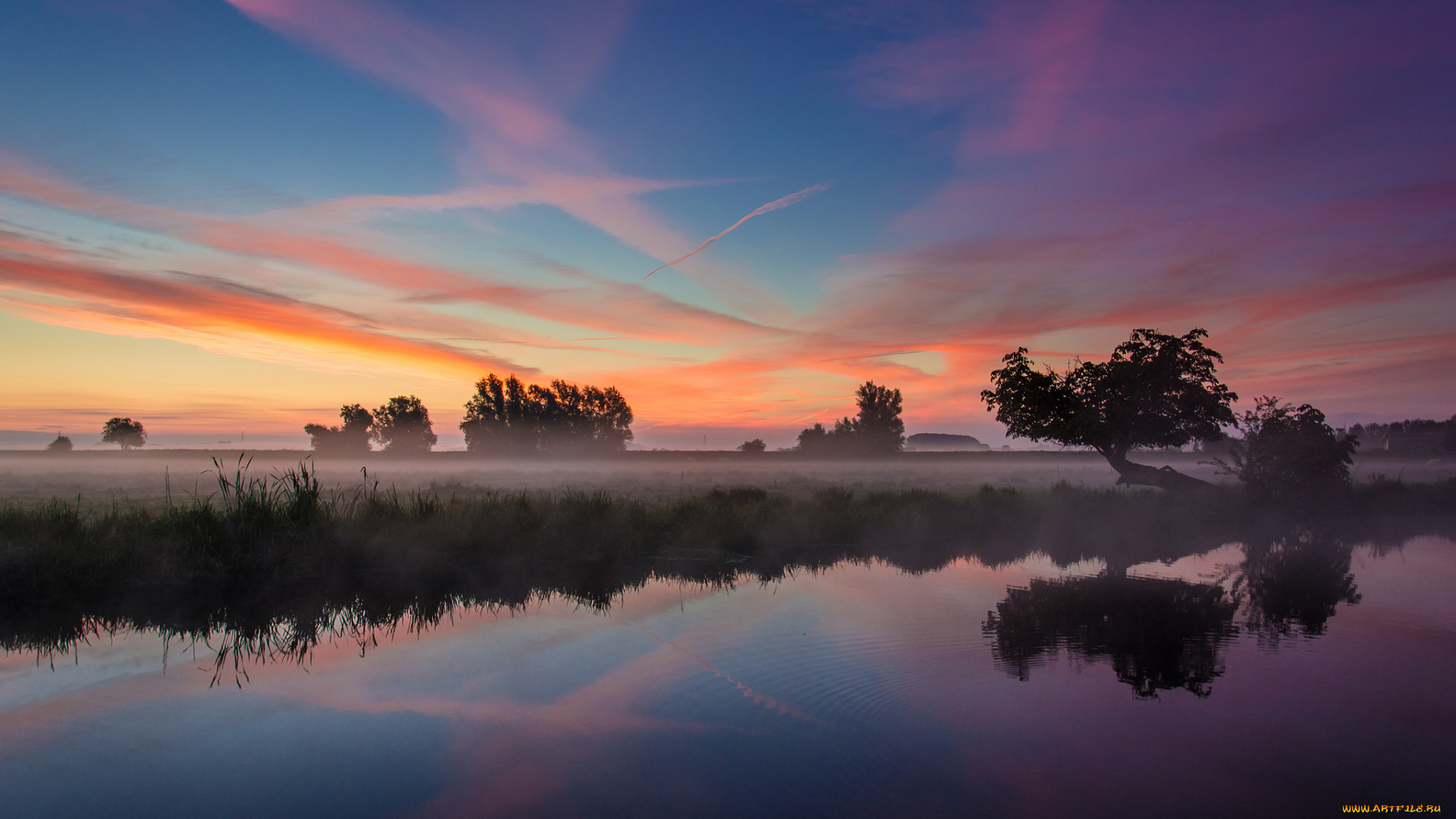 природа, реки, озера, пейзаж, озеро, закат
