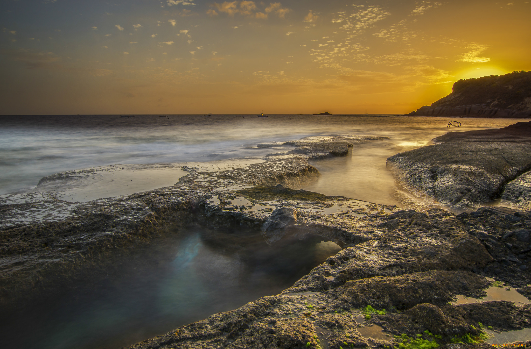 природа, побережье, рассвет