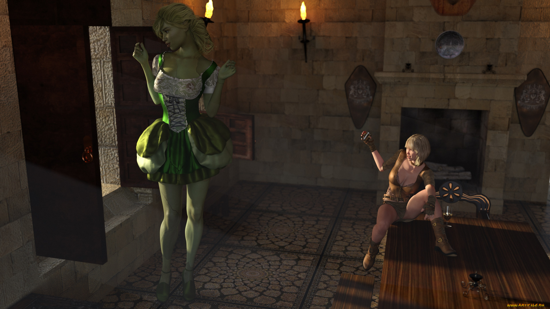 3д, графика, фантазия, , fantasy, взгляд, фон, девушка