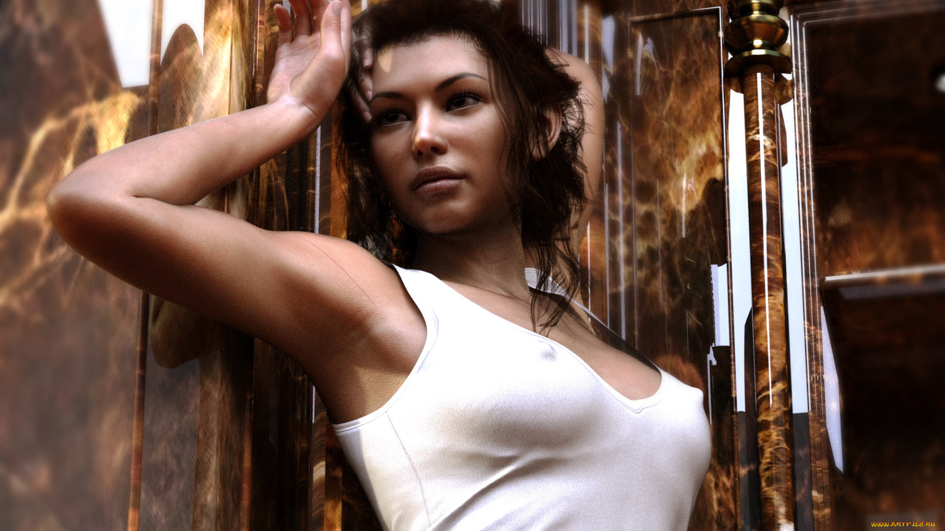 3д, графика, люди, , people, девушка, взгляд, фон