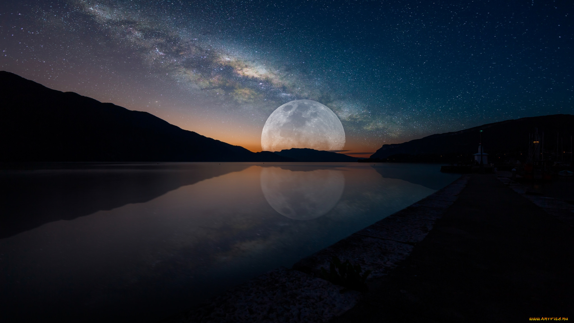 космос, луна, ночь