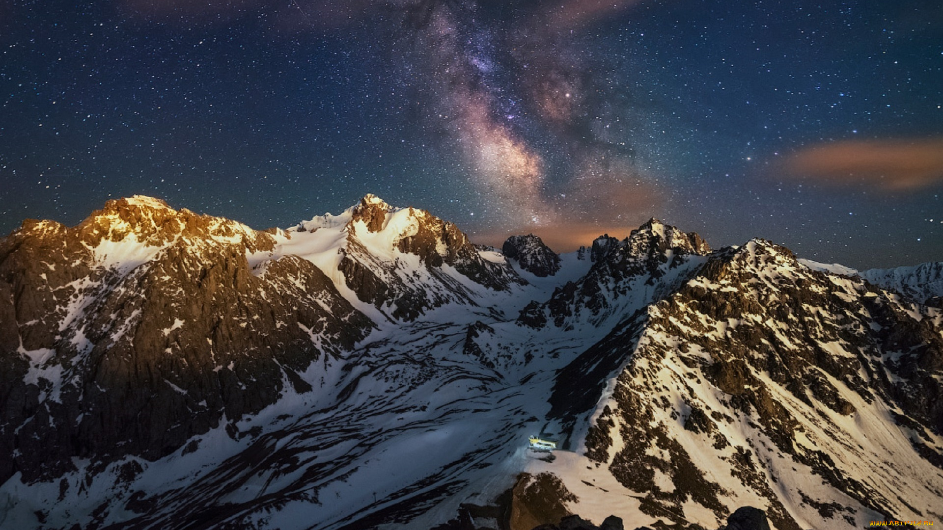 природа, горы, лето, ночь, звезды, ледник, богдановича, ольга, кулакова