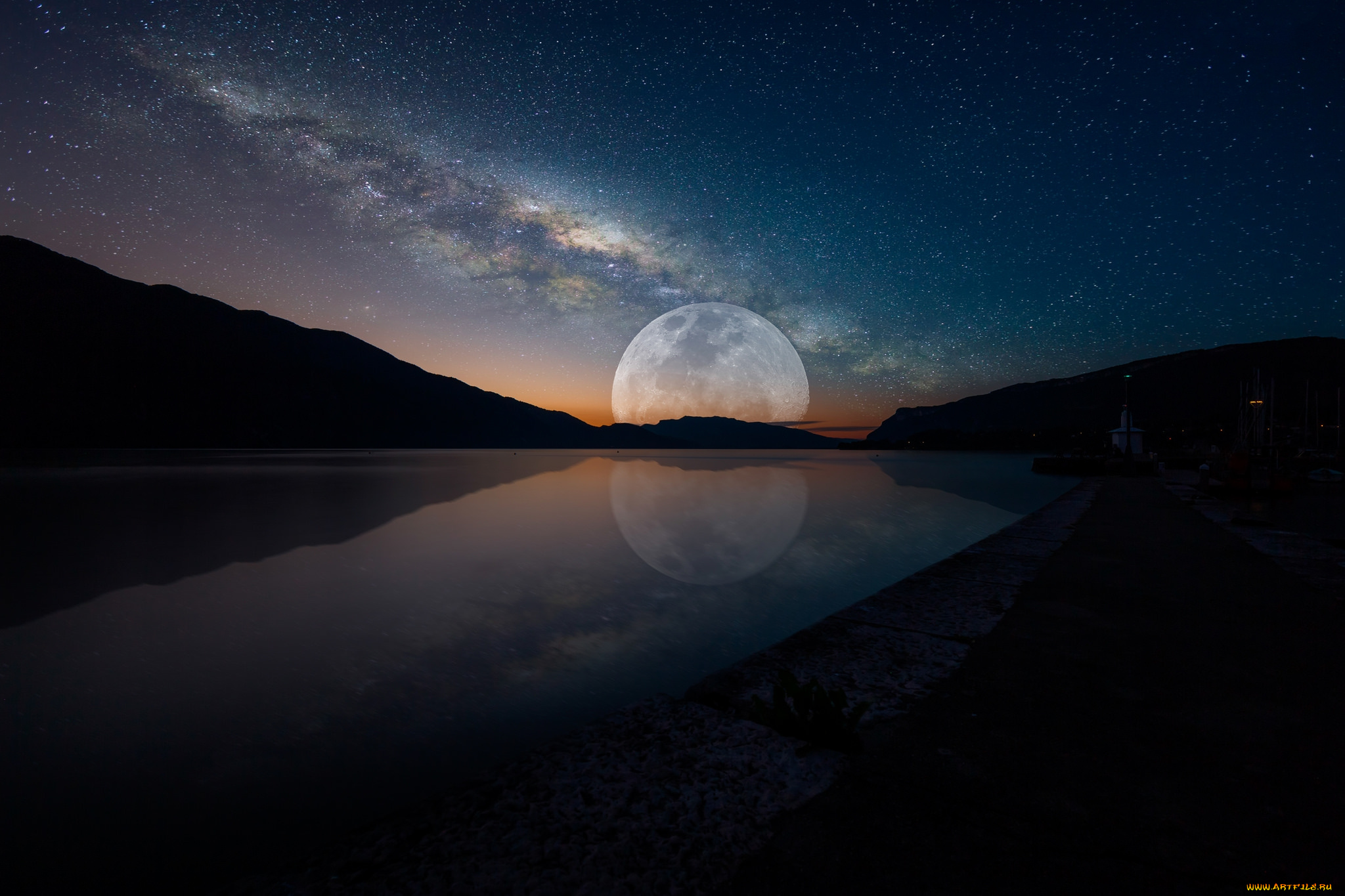 космос, луна, ночь