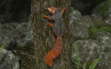 Картинка 3д+графика животные+ animals белка