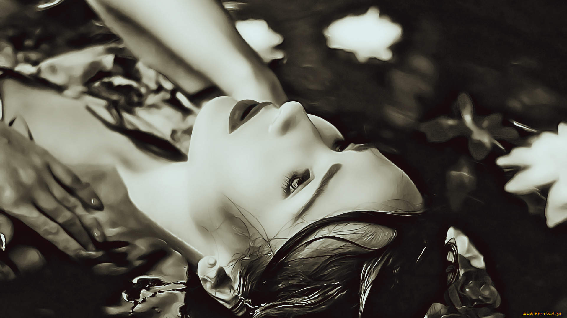 календари, компьютерный, дизайн, девушка, лицо, лежать