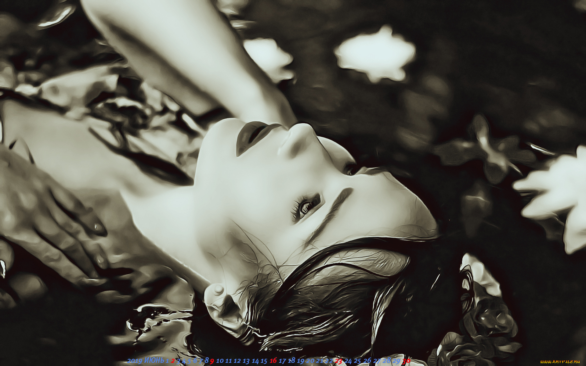 календари, компьютерный, дизайн, девушка, лицо, лежать