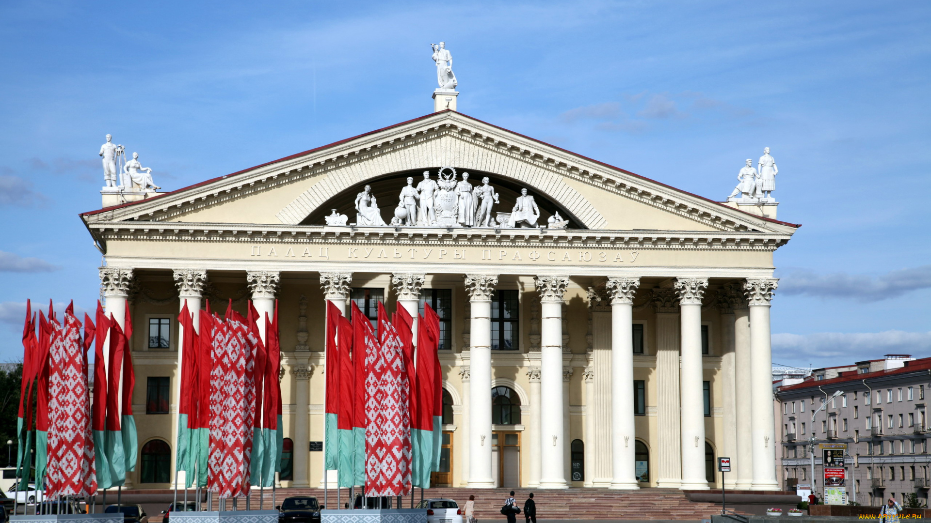 города, минск, , беларусь, флаги