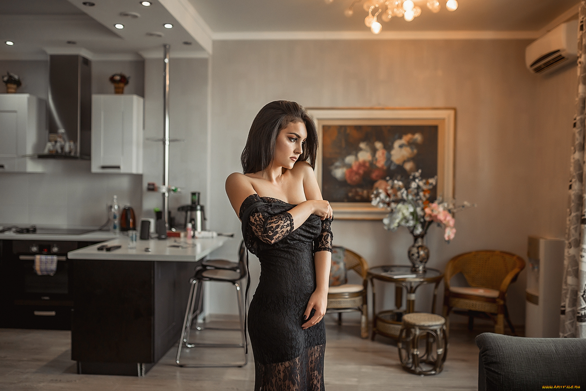 девушки, -, брюнетки, , шатенки, платье, поза