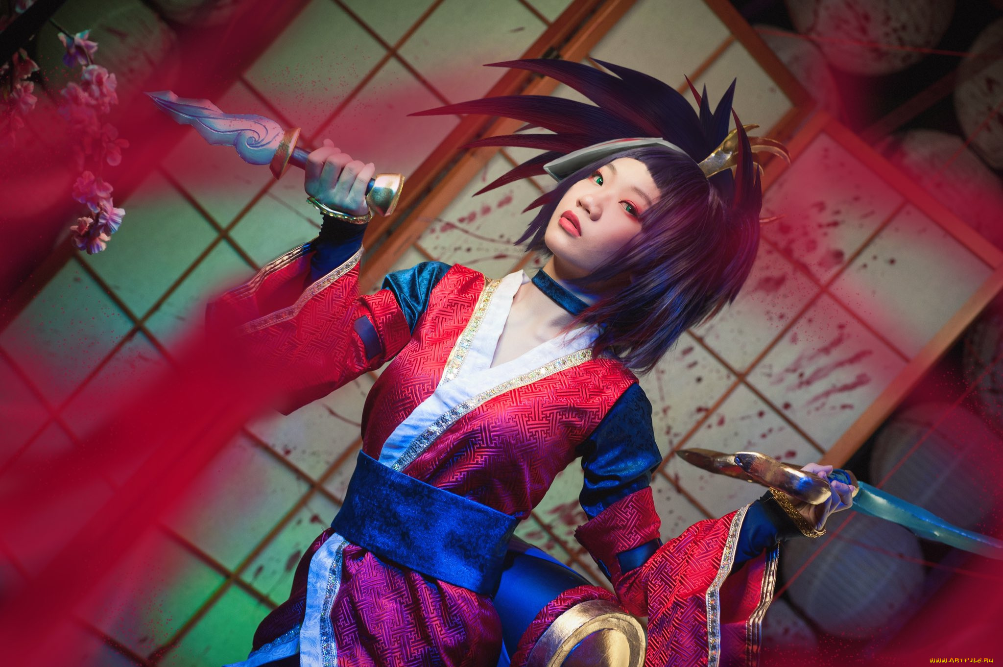 девушки, -, креатив, , косплей, костюм, оружие, кровь