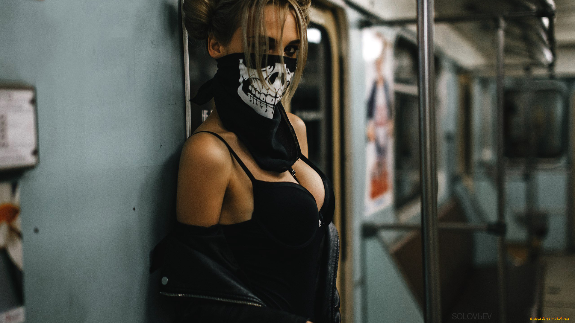 девушки, -, брюнетки, , шатенки, бандана, девушка, метро, куртка, соловьев