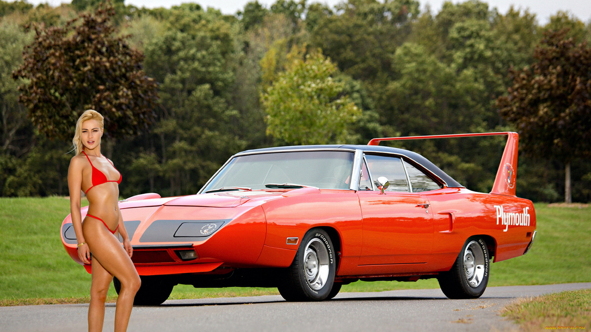 автомобили, -авто, с, девушками, 1970, plymouth, superbird