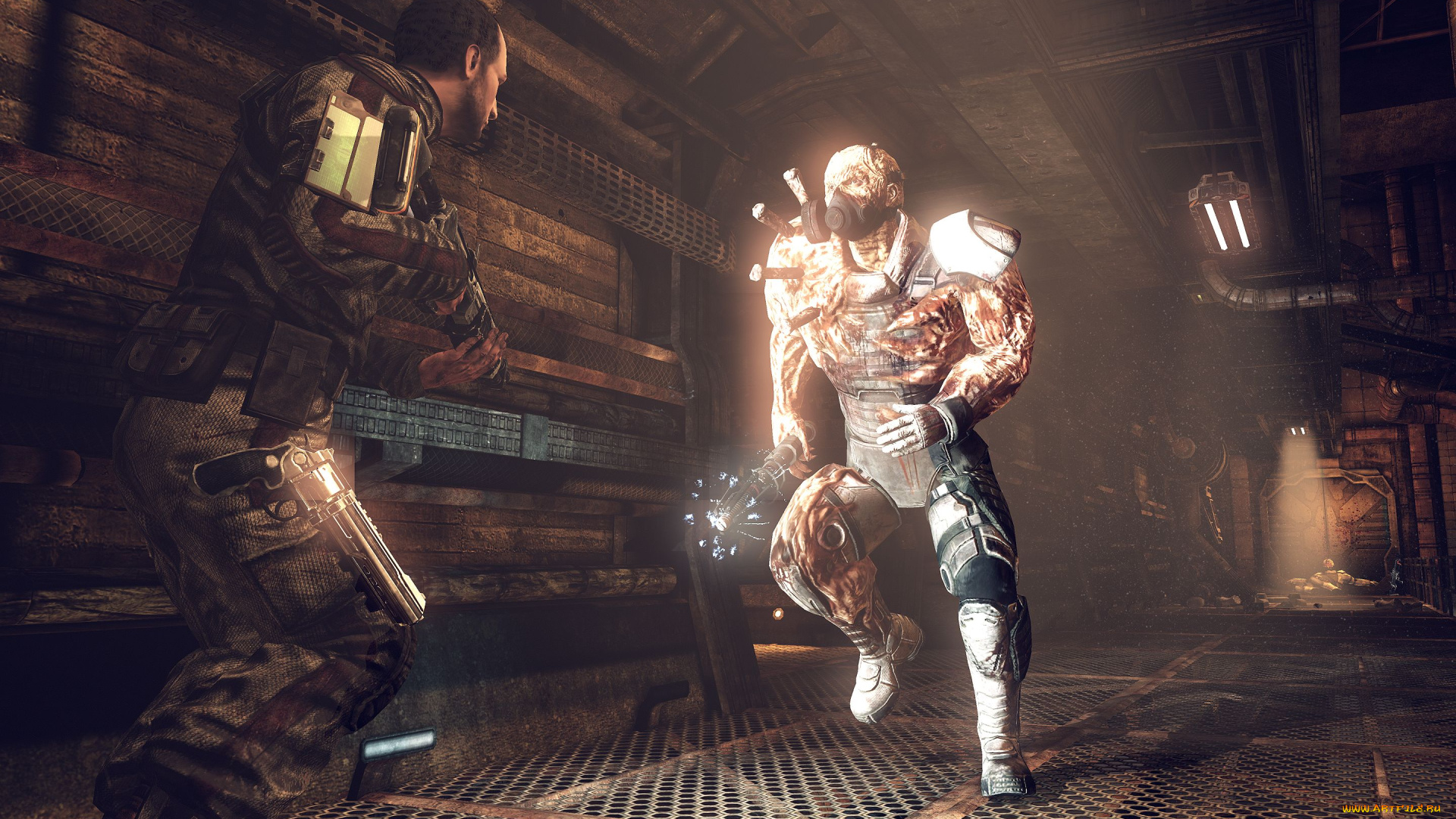 видео, игры, afterfall, , insanity, человек, оружие, монстр