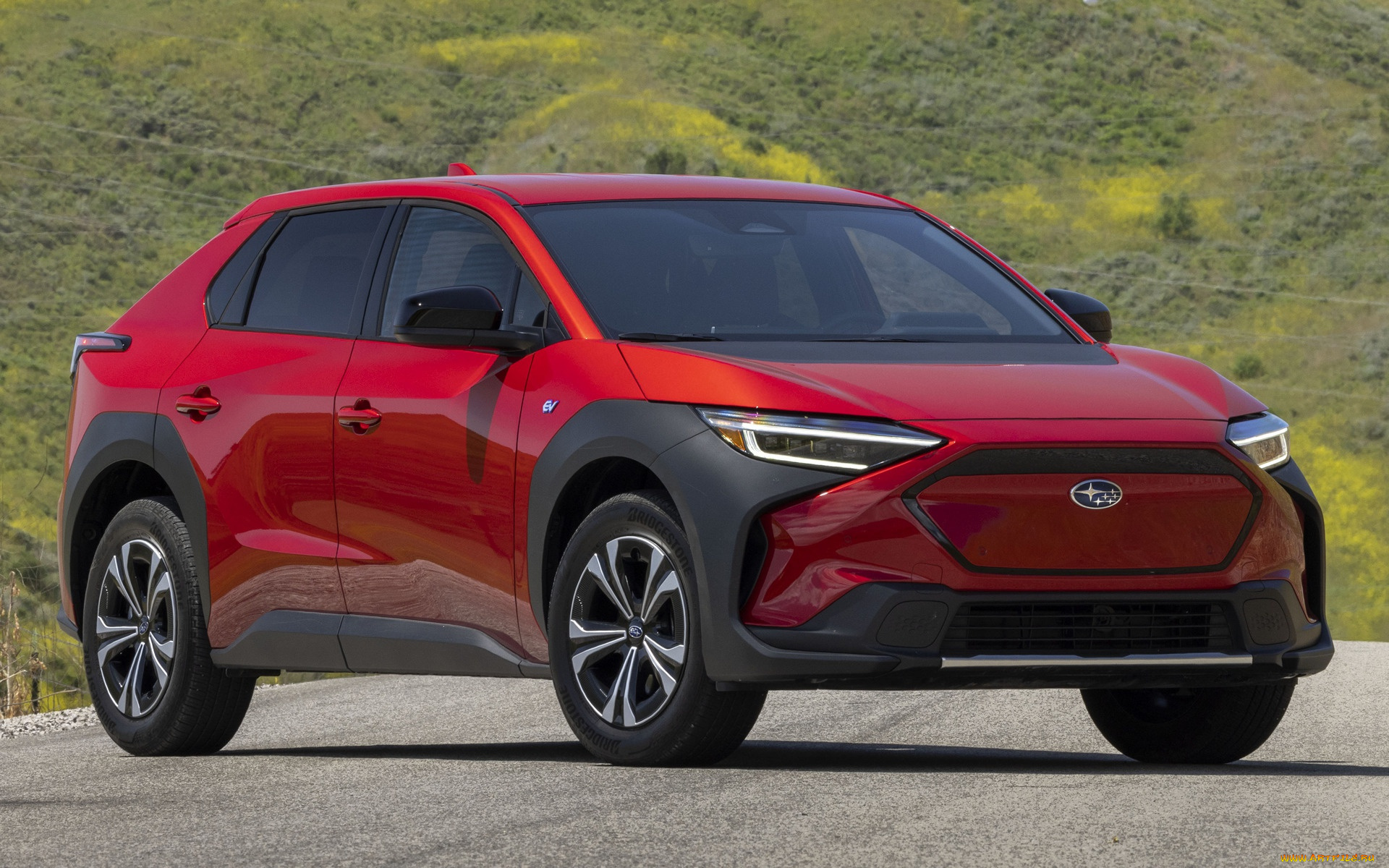 2023, subaru, solterra, автомобили, subaru, solterra, 2023, год, вид, спереди, экстерьер, новая, красный, субару, электромобиль, японские