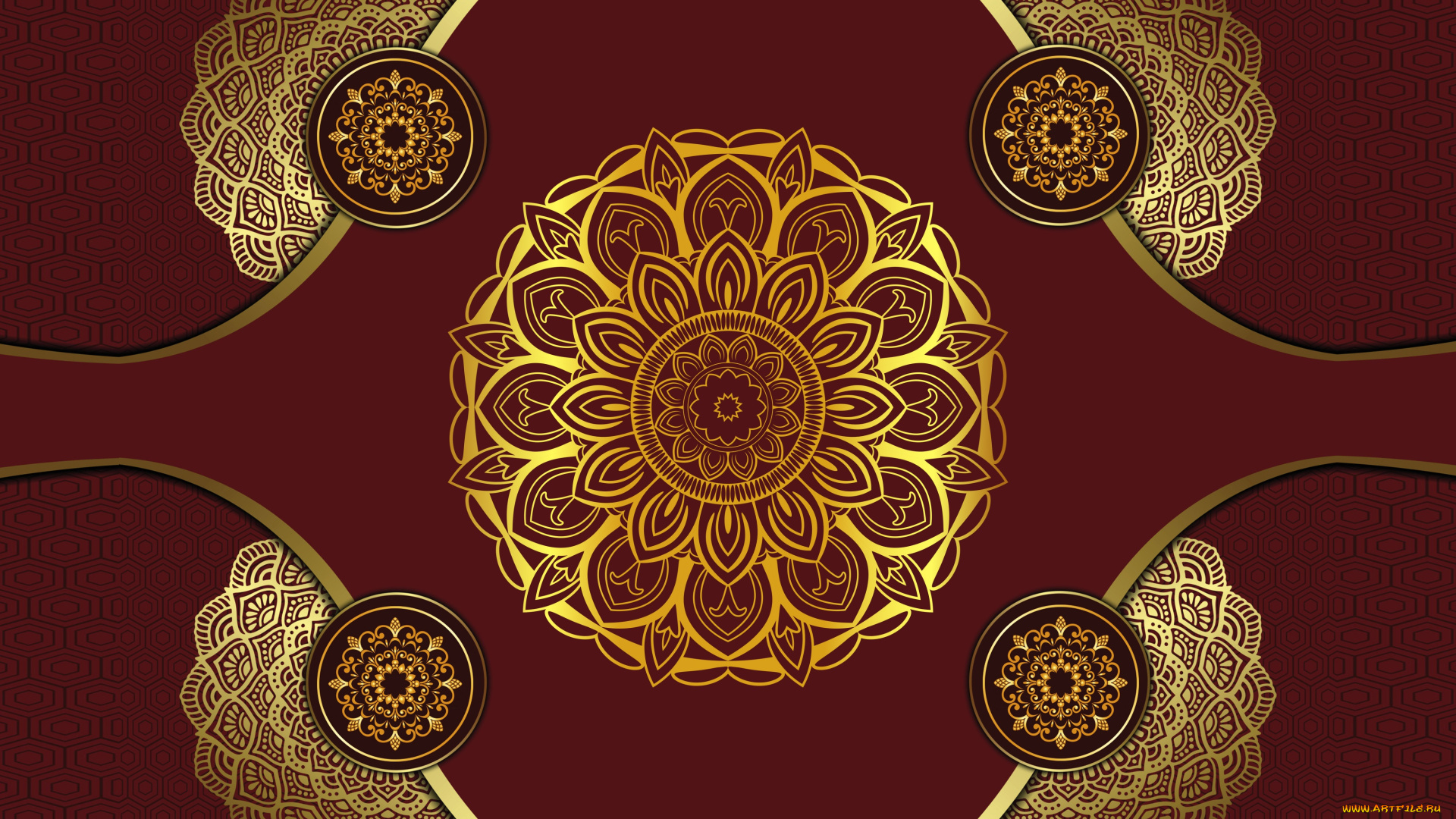 3д, графика, абстракция, , abstract, red, golden, design, patterns