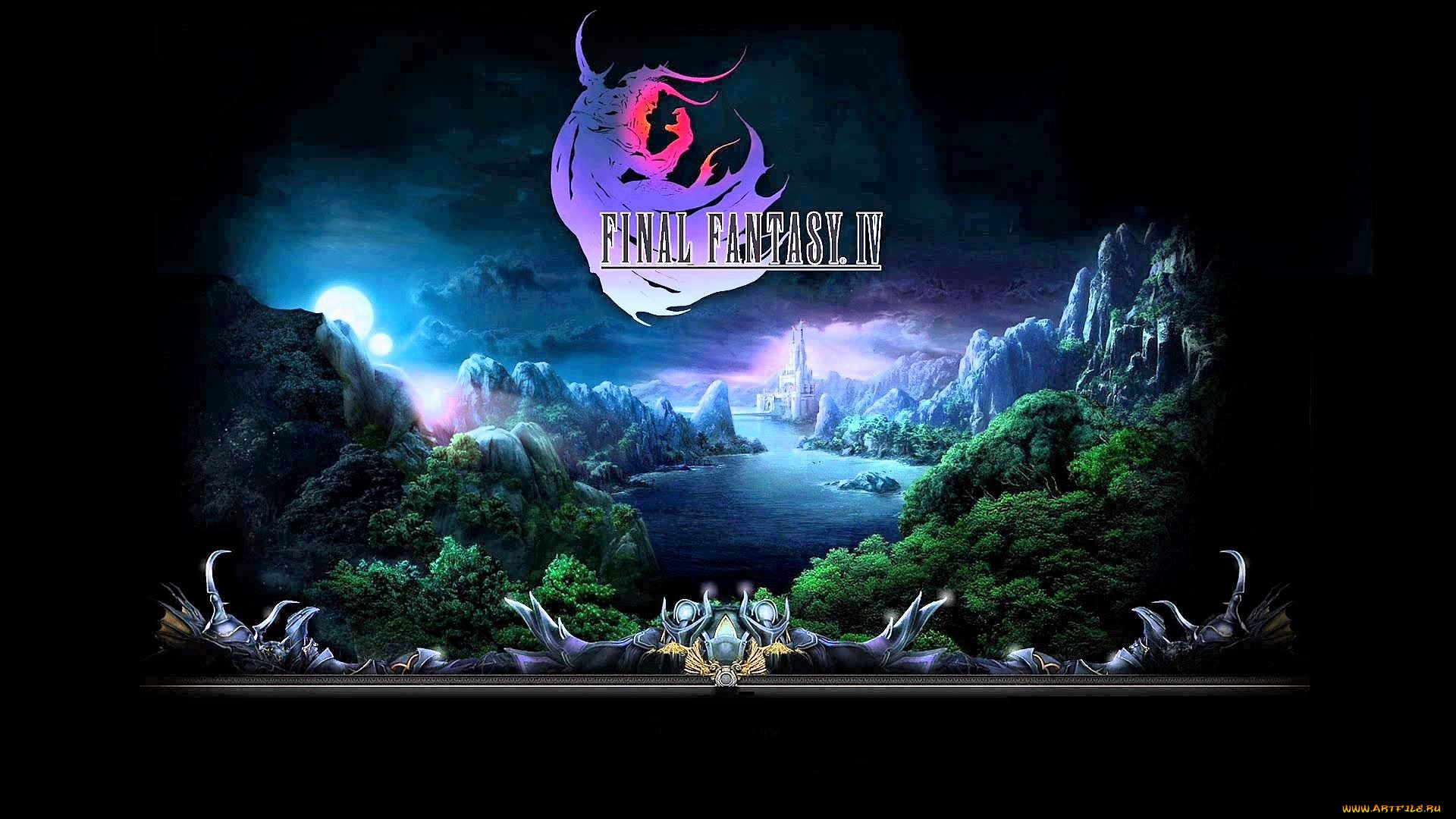 видео, игры, final, fantasy, iv, горы, леса, река