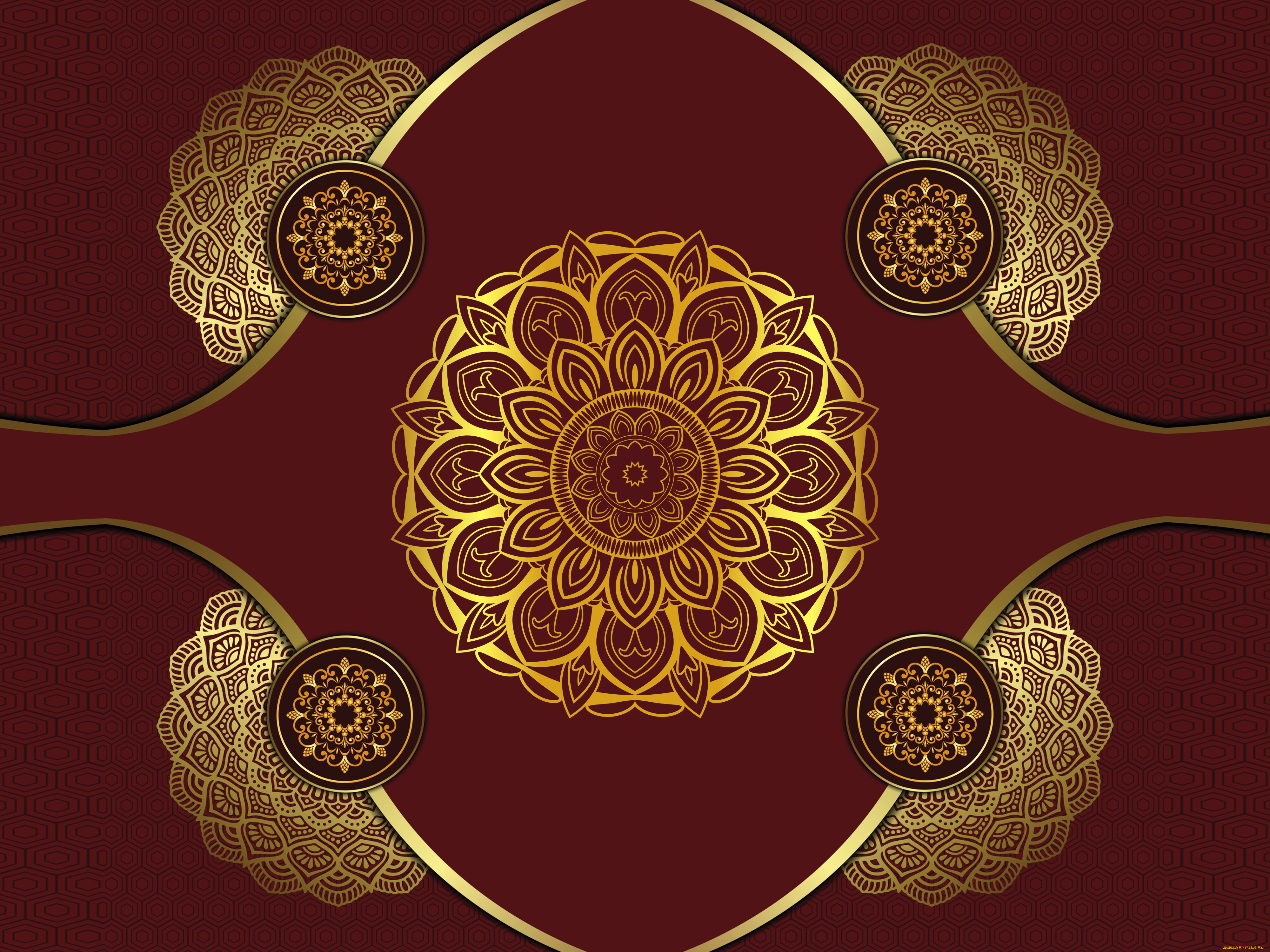 3д, графика, абстракция, , abstract, red, golden, design, patterns