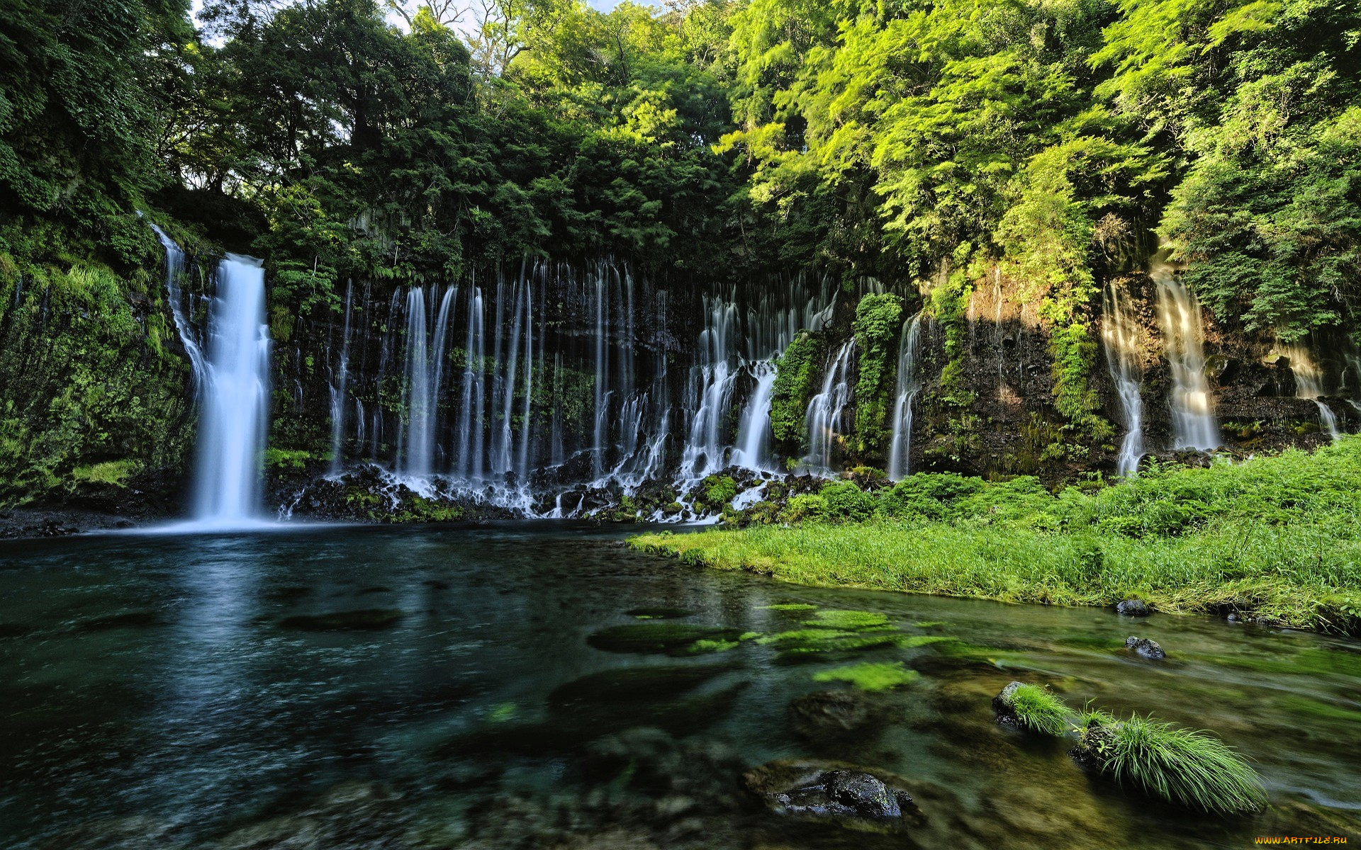 природа, водопады, лес, водопад, река