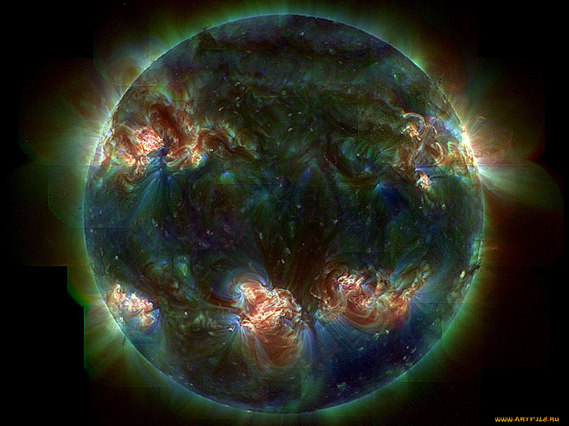 темное, палящее, солнце, космос