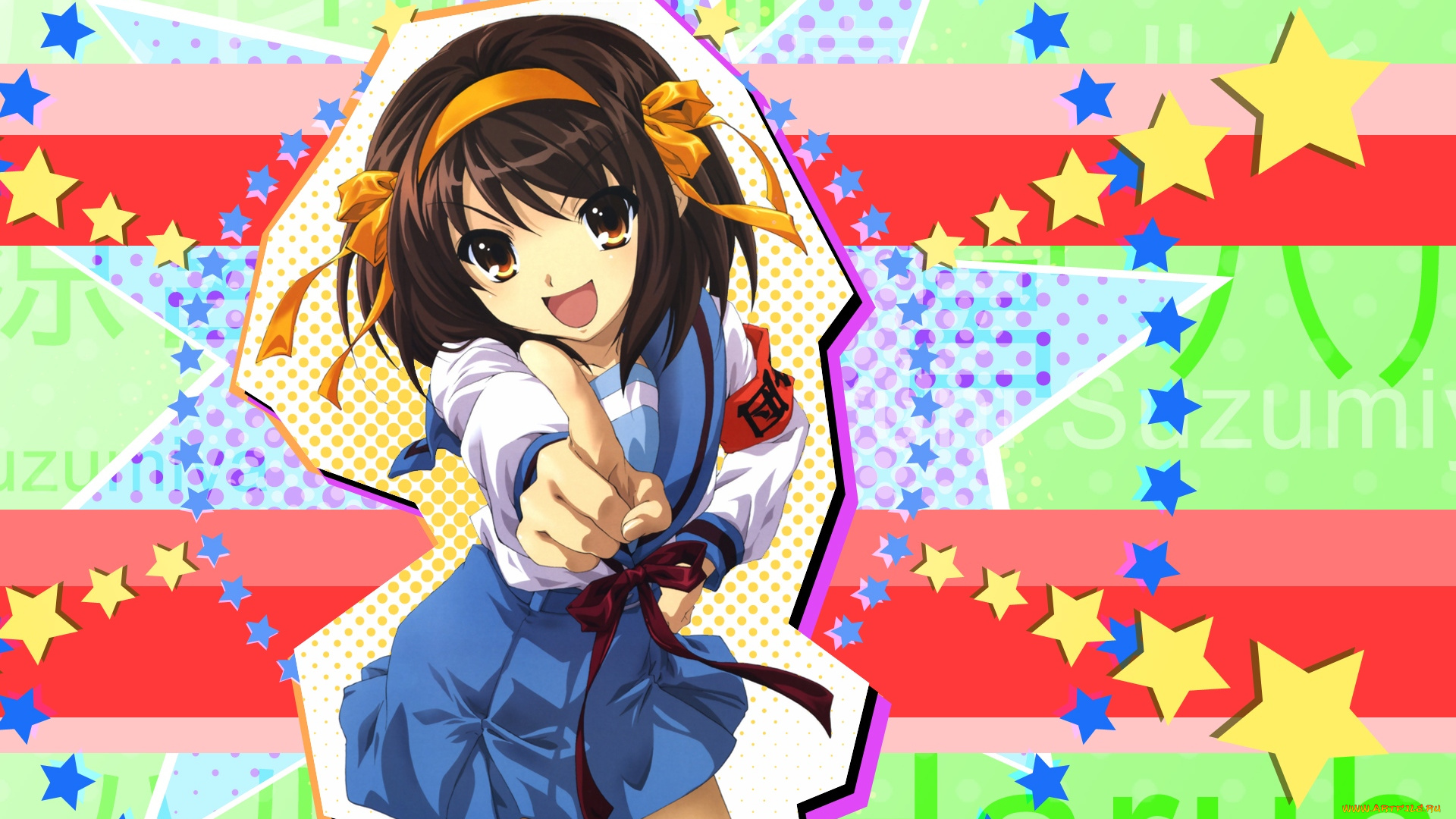 аниме, the, melancholy, of, haruhi, suzumiya, девушка, звёзды