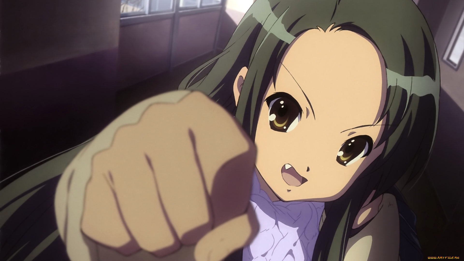 аниме, the, melancholy, of, haruhi, suzumiya, кулак, девушка