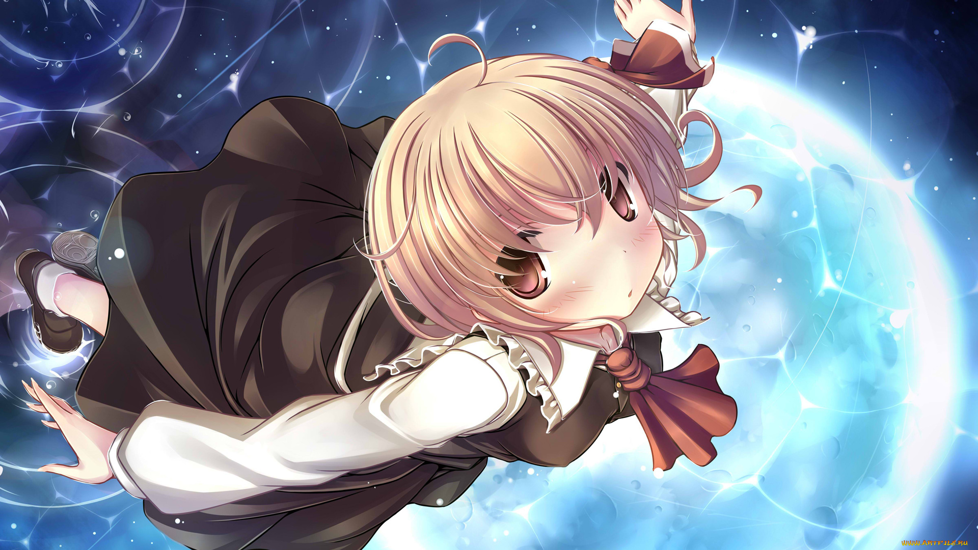 аниме, touhou, полёт, девочка