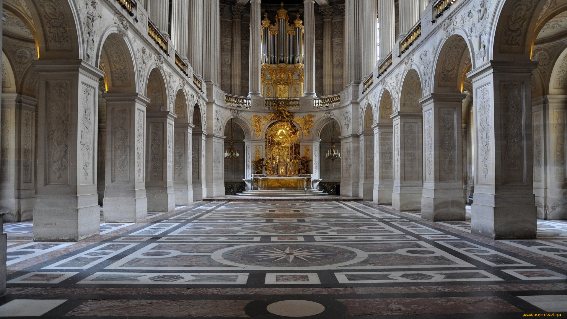 Часовня, версале, интерьер, дворцы, музеи, колонны, арки, орган