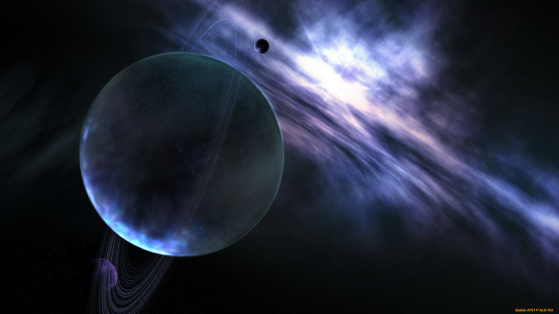 космос, арт, планета, спутники