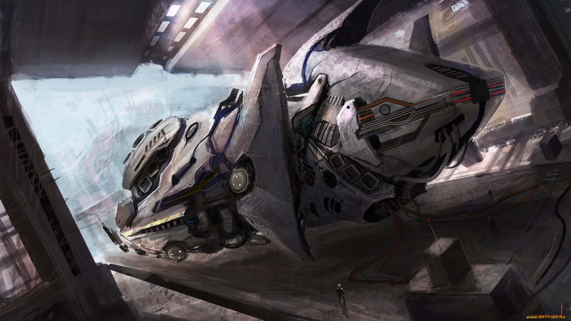 фэнтези, космические, корабли, звездолеты, станции, провода