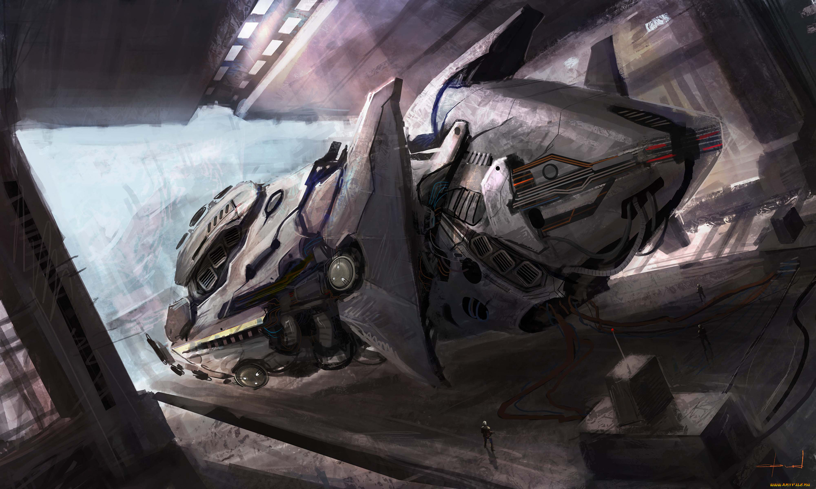 фэнтези, космические, корабли, звездолеты, станции, провода