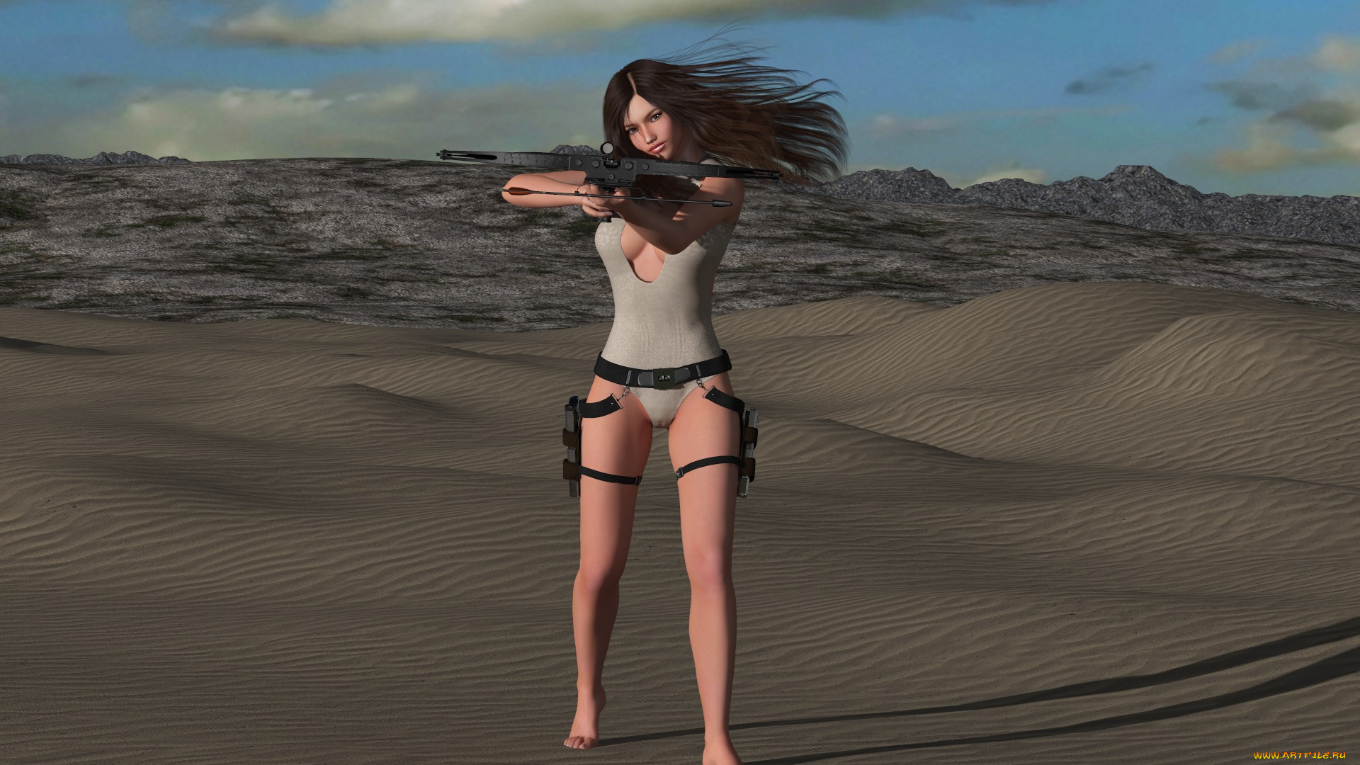 3д, графика, люди, , people, взгляд, девушка, оружие