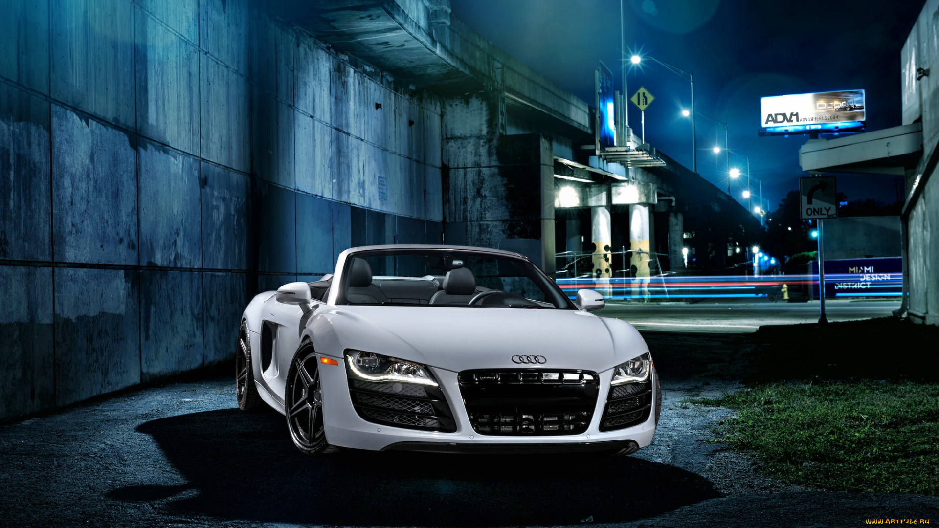 audi, r8, v10, автомобили, audi, ночь, улица, авто