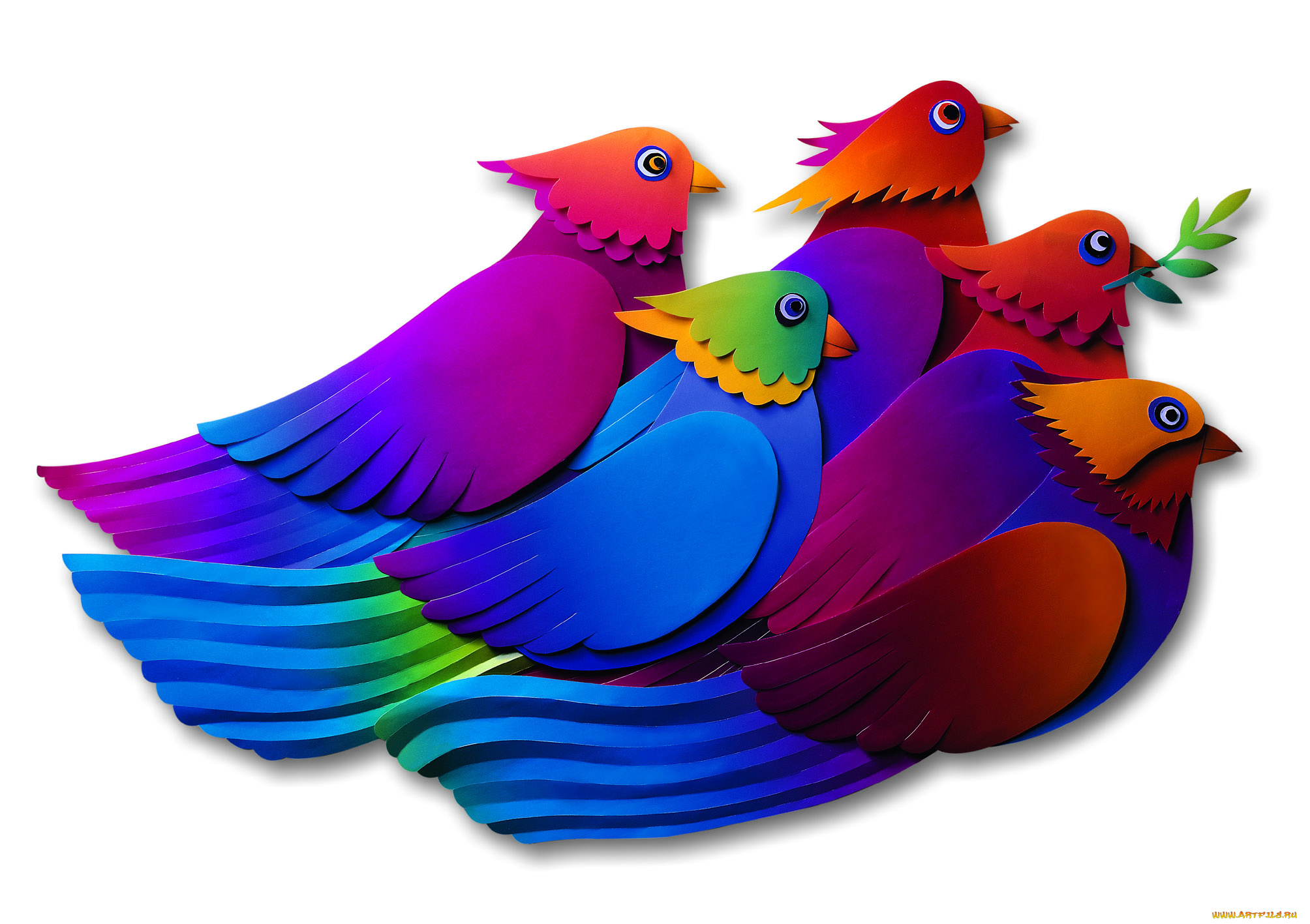 векторная, графика, птицы